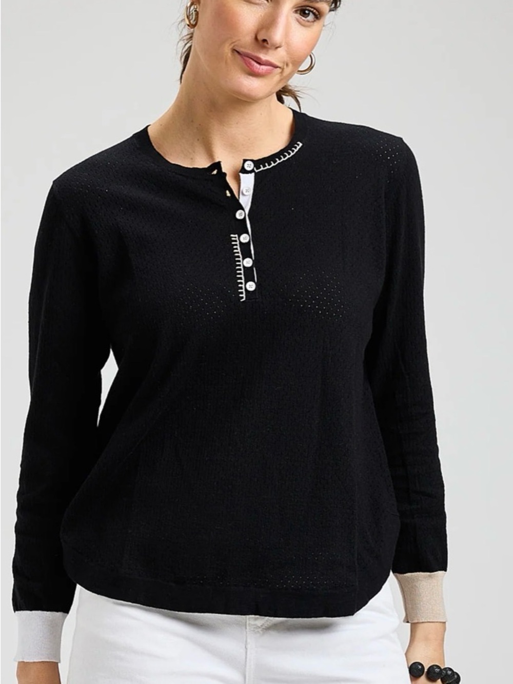 Women’s Zaket & Plover - Pointelle Henley - Black - never worn / size xs
